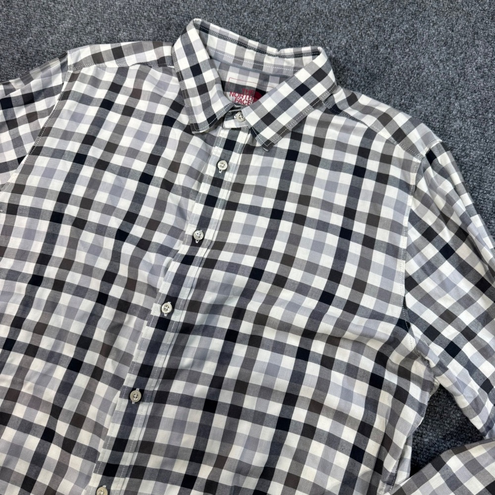 The North‎ Face Mens Grey Black Plaid Long Sleeve Button Down Shirt Large L/G
